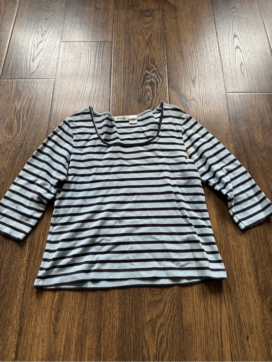 Tops - Striped Scoop Neck Women’s Top - Blue &‎ Black